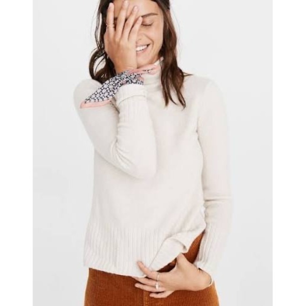 Madewell Sweater Women Medium Inland Turtleneck Coziest Yarn Merino Alpaca Cream